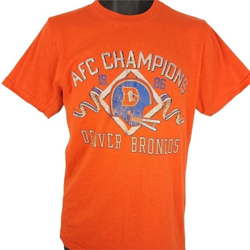 Denver Broncos T Shirt Vintage 80s 1986 AFC Champions NFL Football 50/50